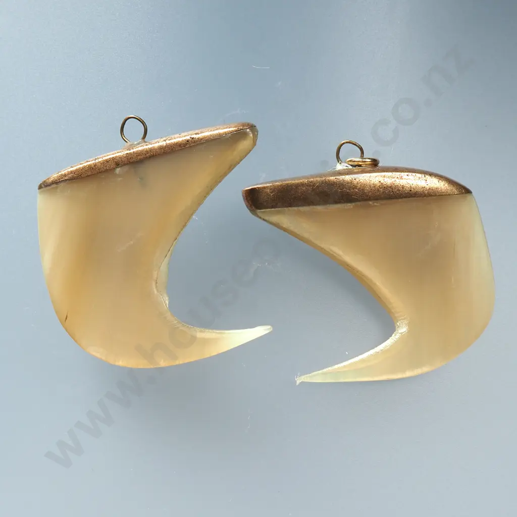 Two Metal Capped Bone Pendants Image 1++