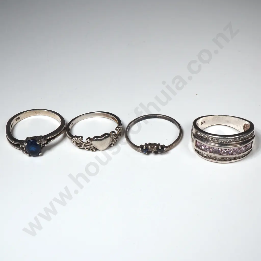 Four Sterling Silver Rings Image 1++