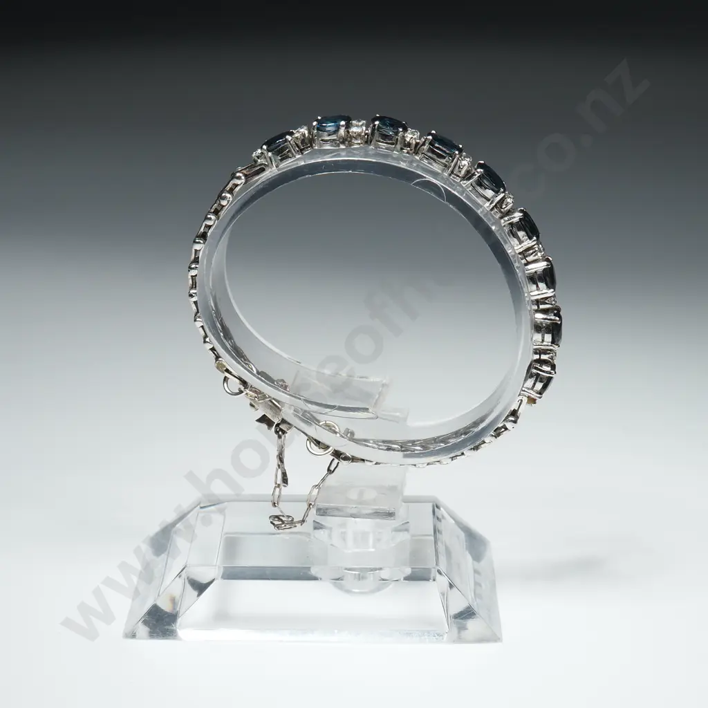 Sterling Silver Sapphire Link Bracelet w Valuation for $300.00 Image 1++