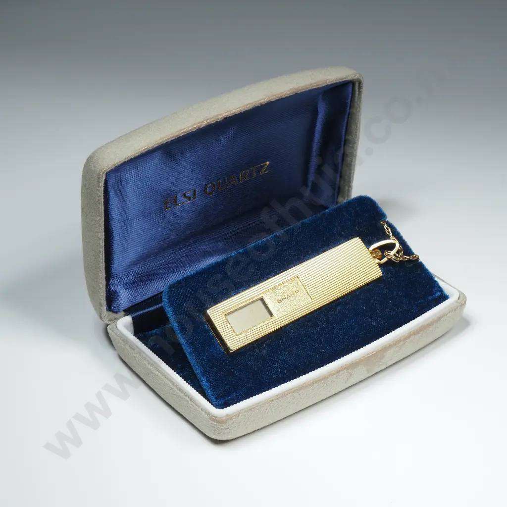 Cased Sterling Silver Digital Watch Pendant Image 1++