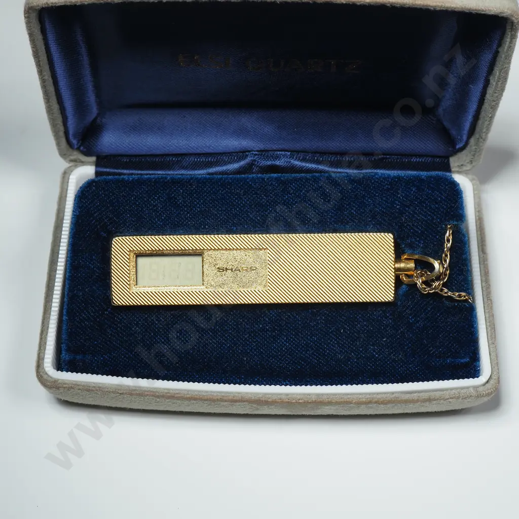 Cased Sterling Silver Digital Watch Pendant Image 1++
