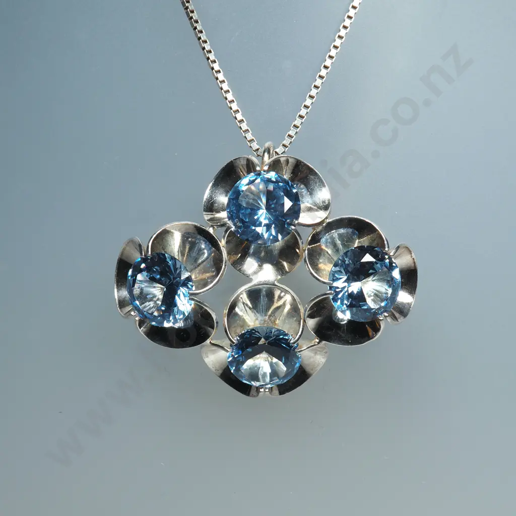 Sterling Silver Blue Stone Pendant Image 1++