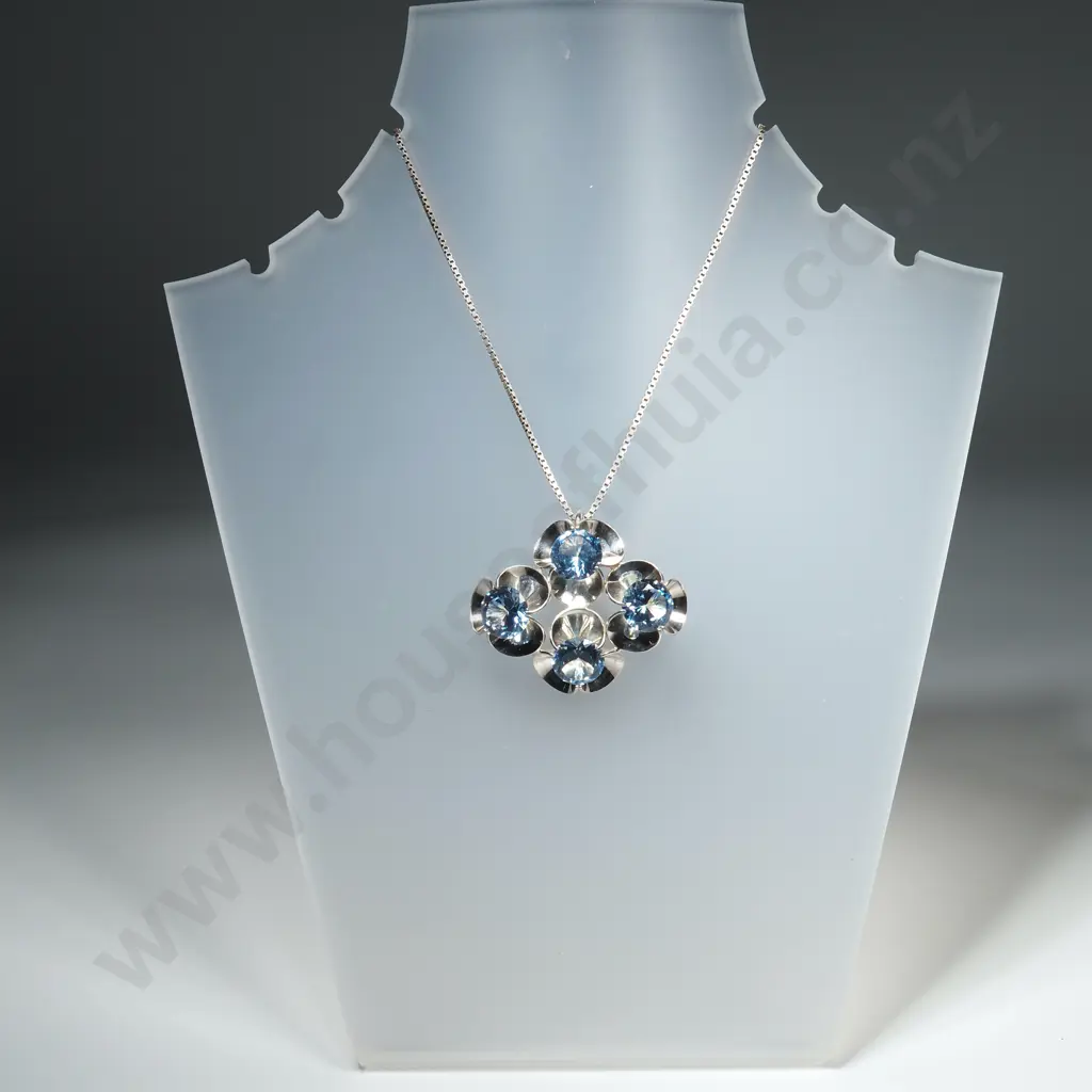 Sterling Silver Blue Stone Pendant Image 1++