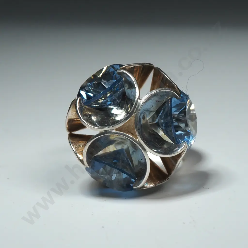 Sterling Silver Blue Gem Ring Image 1++