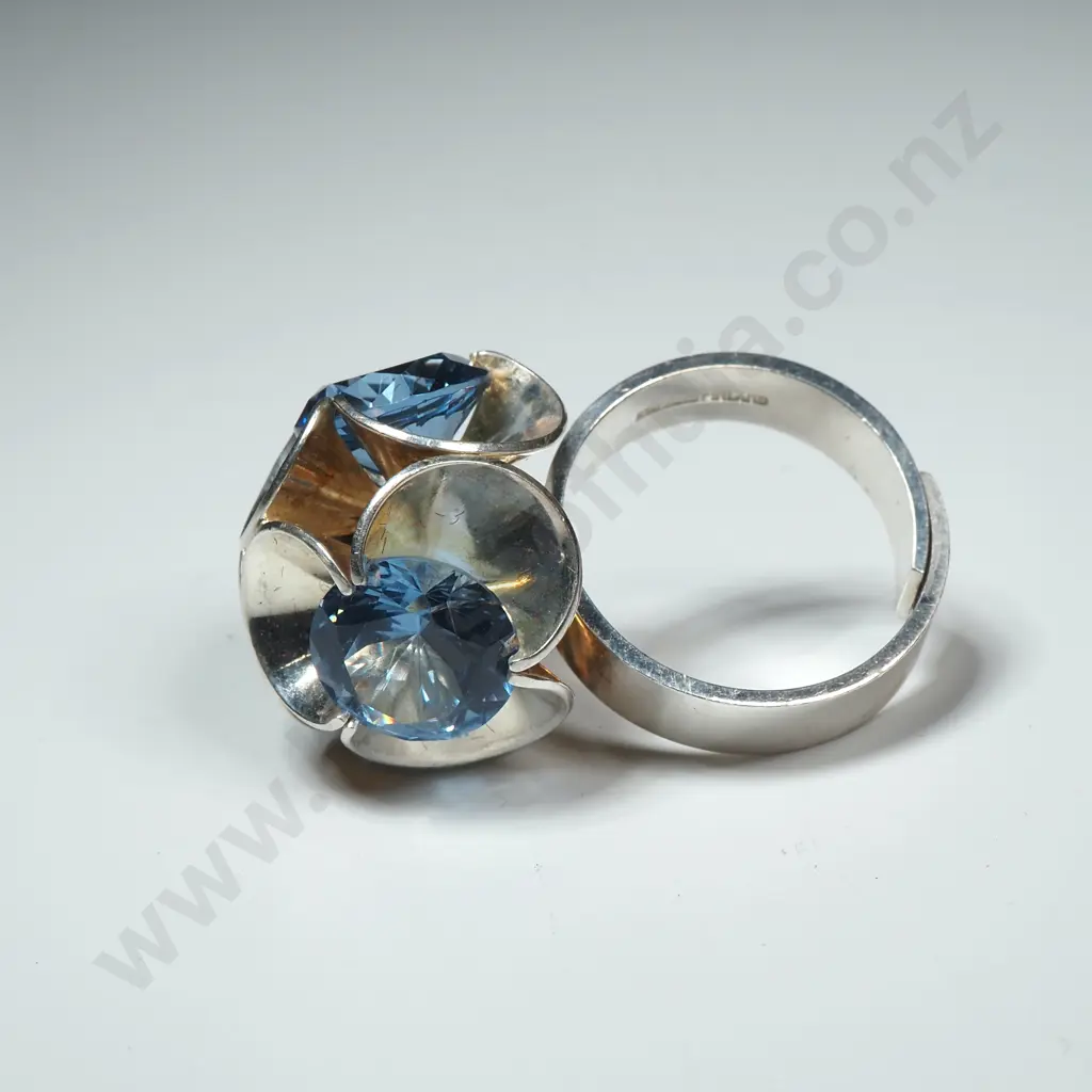 Sterling Silver Blue Gem Ring Image 1++
