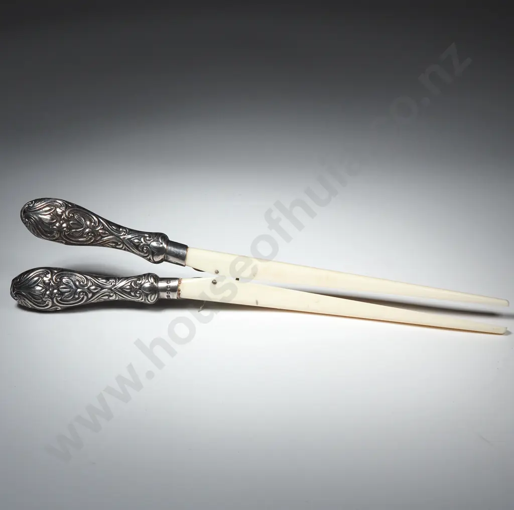 Antique Sterling Silver Handled Ivory Glove Opener Image 1++