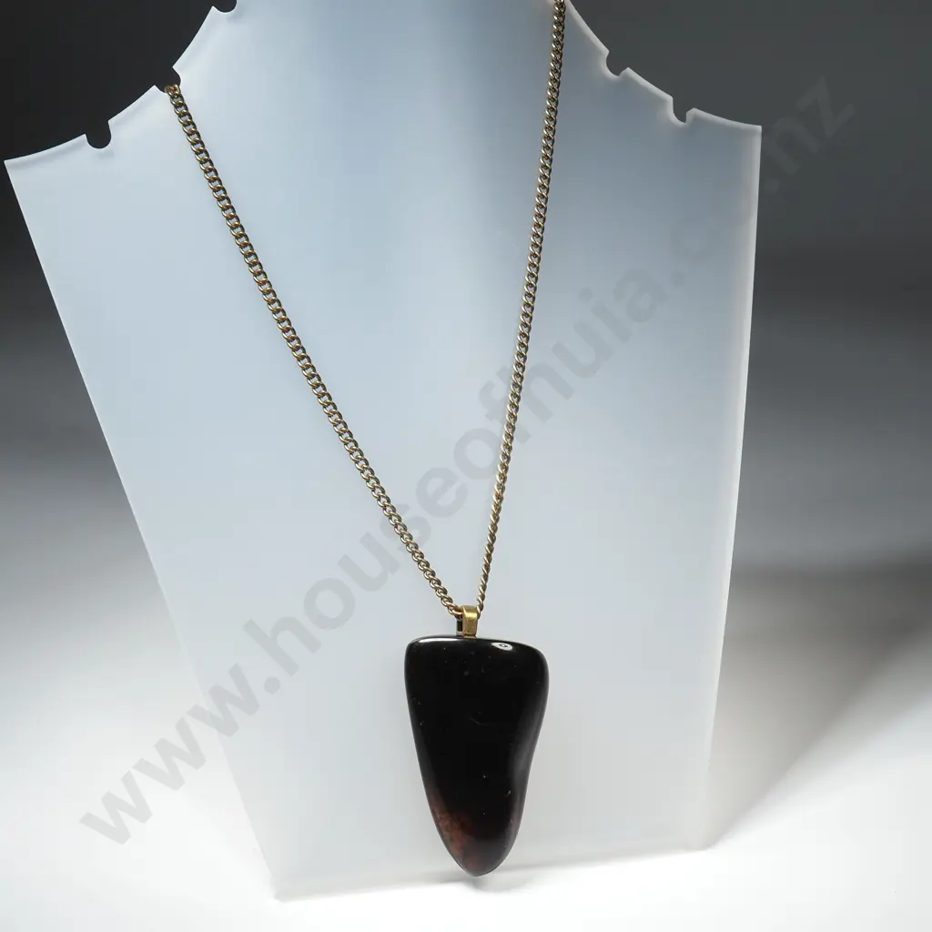 Black Resin Pendant on Chain Image 1++