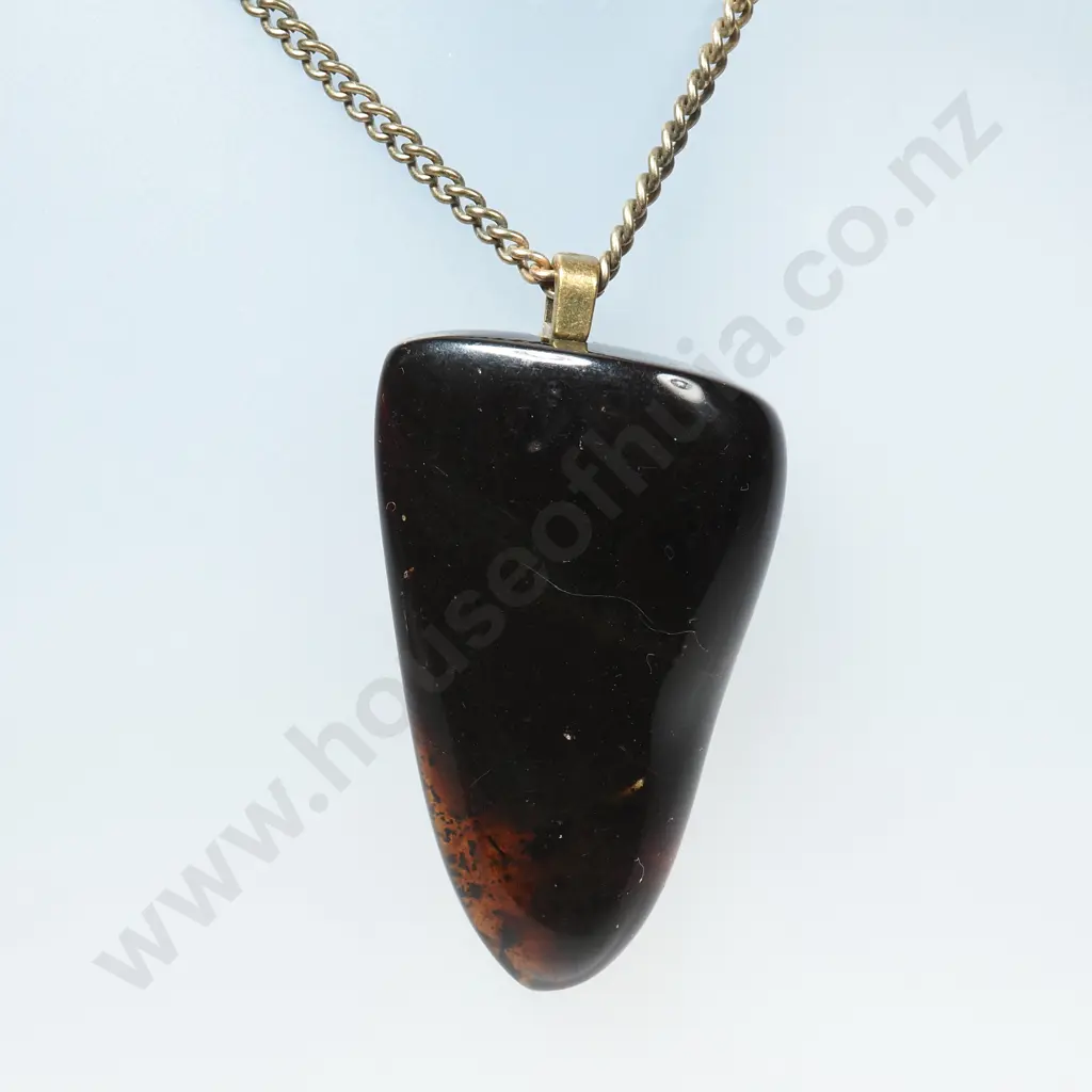 Black Resin Pendant on Chain Image 1++