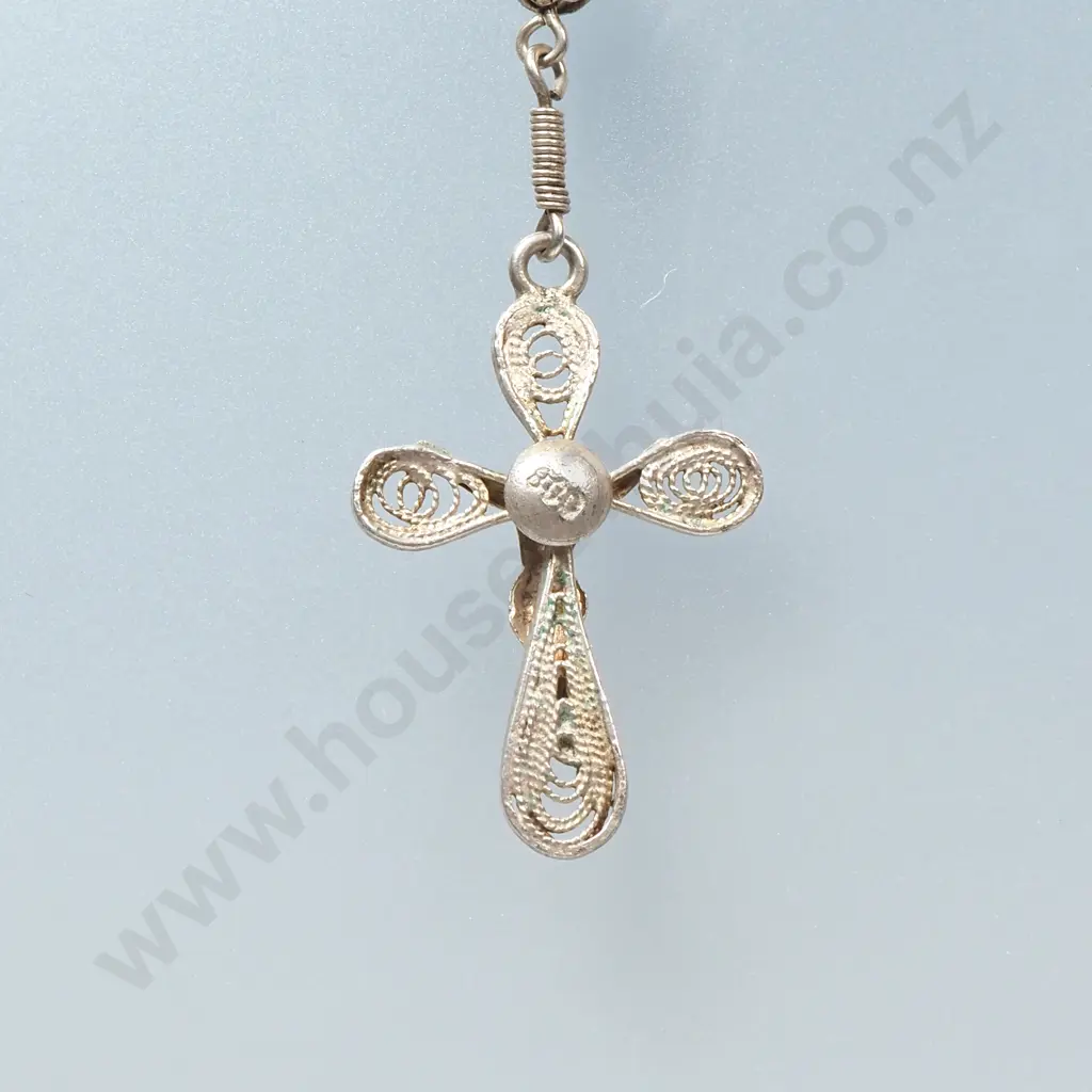 Sterling Silver Rosary Necklace Image 1++