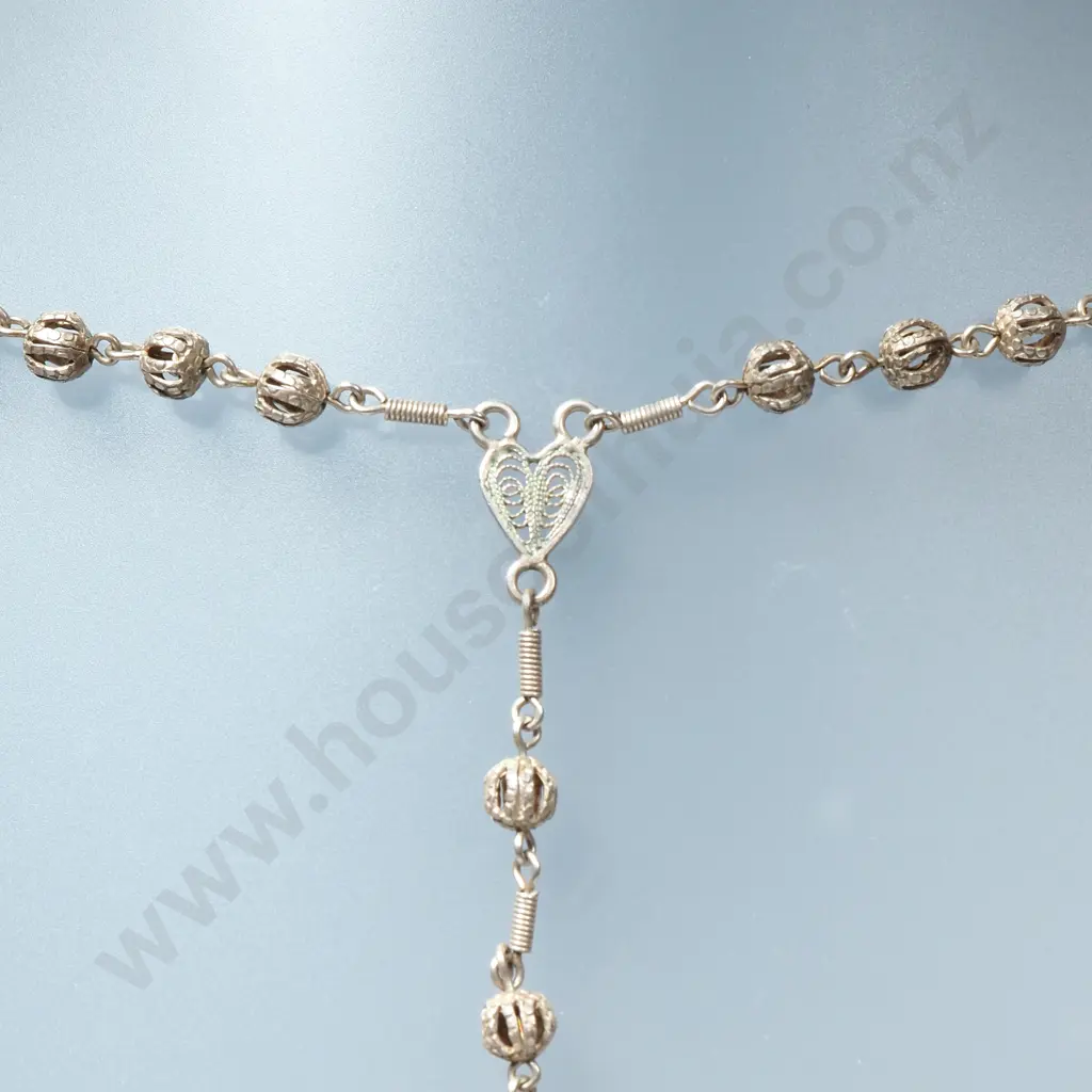 Sterling Silver Rosary Necklace Image 1++