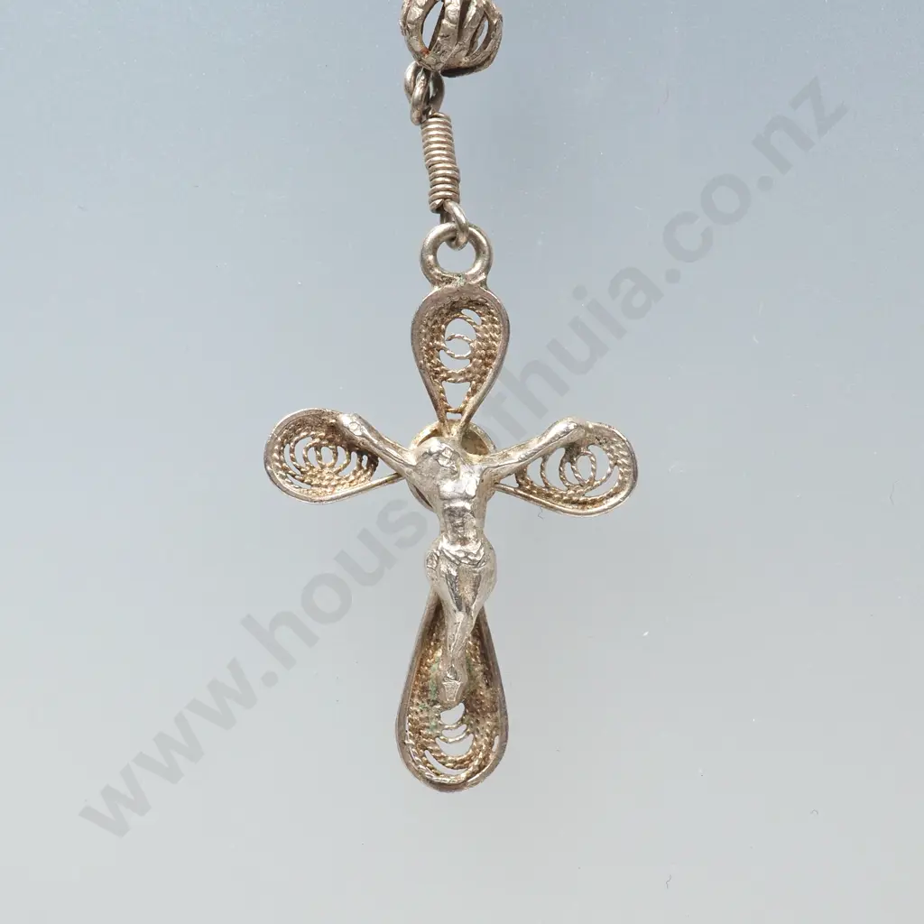 Sterling Silver Rosary Necklace Image 1++