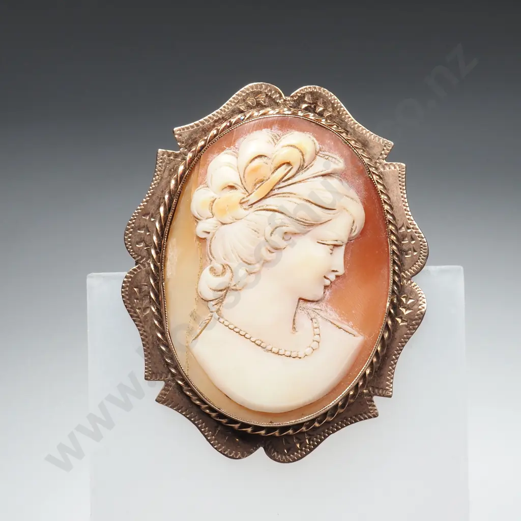 Vintage 9ct Gold Cameo Brooch Image 1++