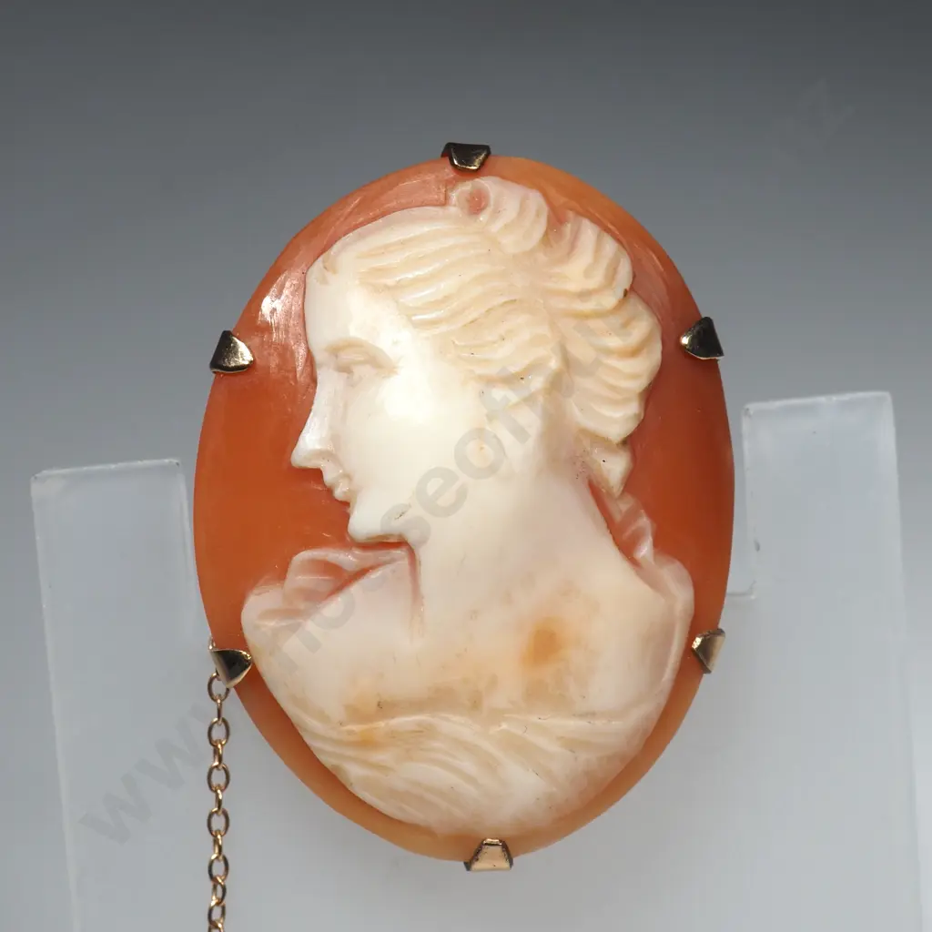 9ct Gold Cameo Brooch w English Hallmarks Image 1++