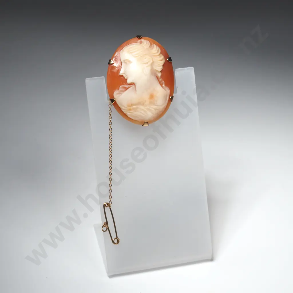 9ct Gold Cameo Brooch w English Hallmarks Image 1++