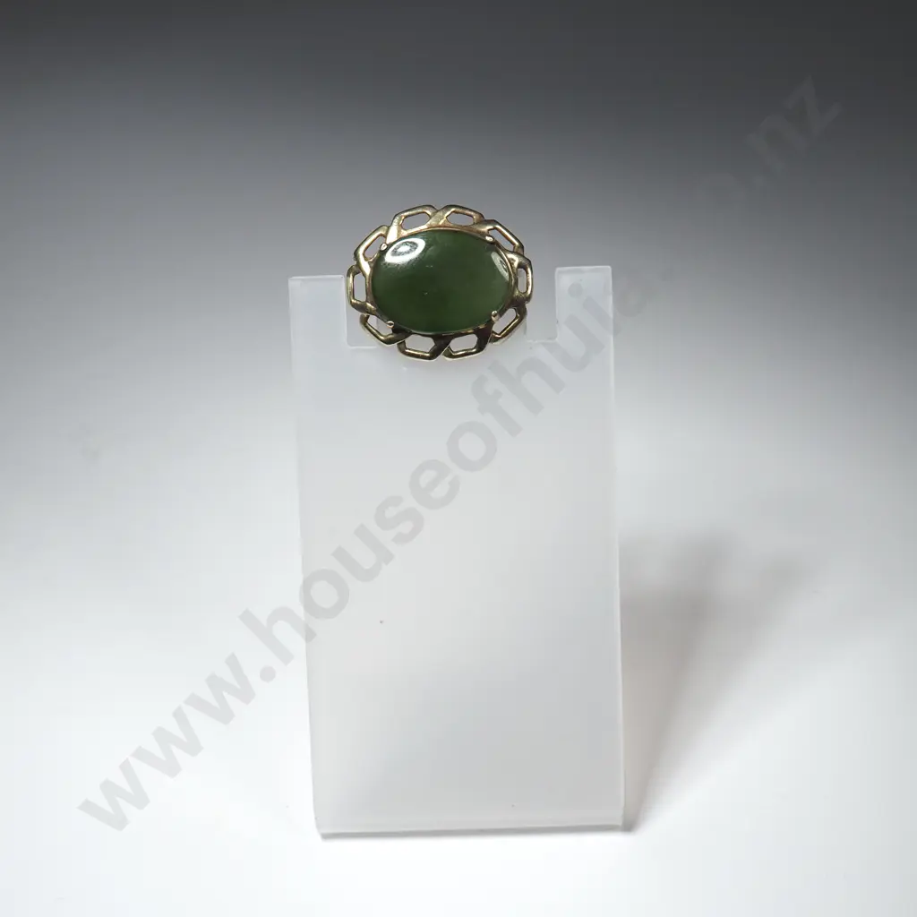 Sterling Silver Gilt Greenstone Brooch Image 1++