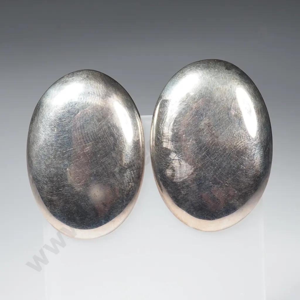 Sterling Silver Oval Clip on Earrings Image 1++