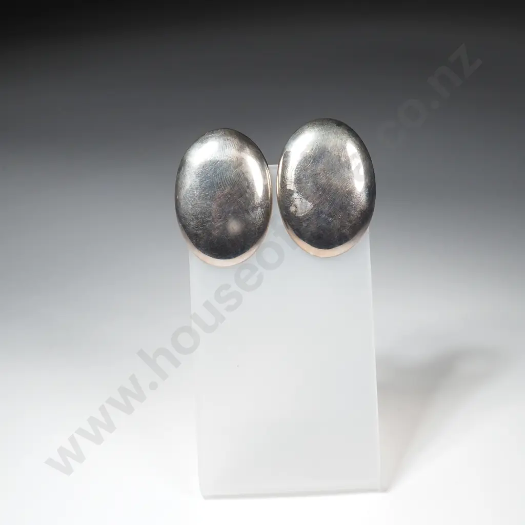 Sterling Silver Oval Clip on Earrings Image 1++