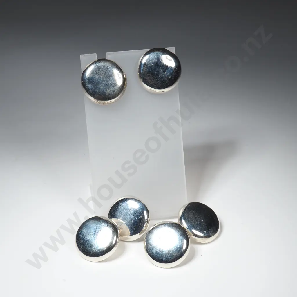 Tree Pairs of Sterling Silver Round Earrings Image 1++