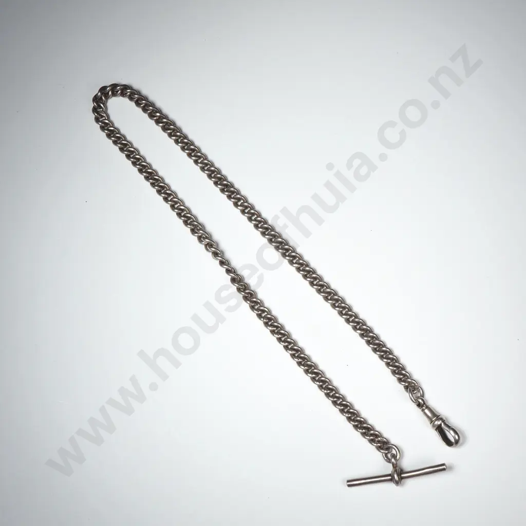 Sterling Silver Fob Chain w T Bar, Each Link Stamped Image 1++