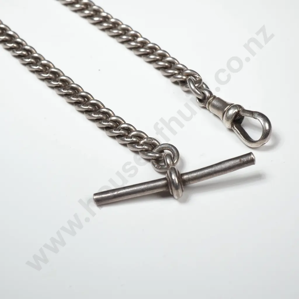 Sterling Silver Fob Chain w T Bar, Each Link Stamped Image 1++