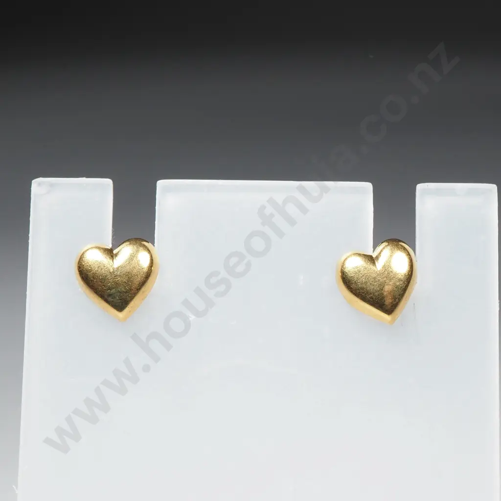 9ct Gold Heart Earrings Image 1++