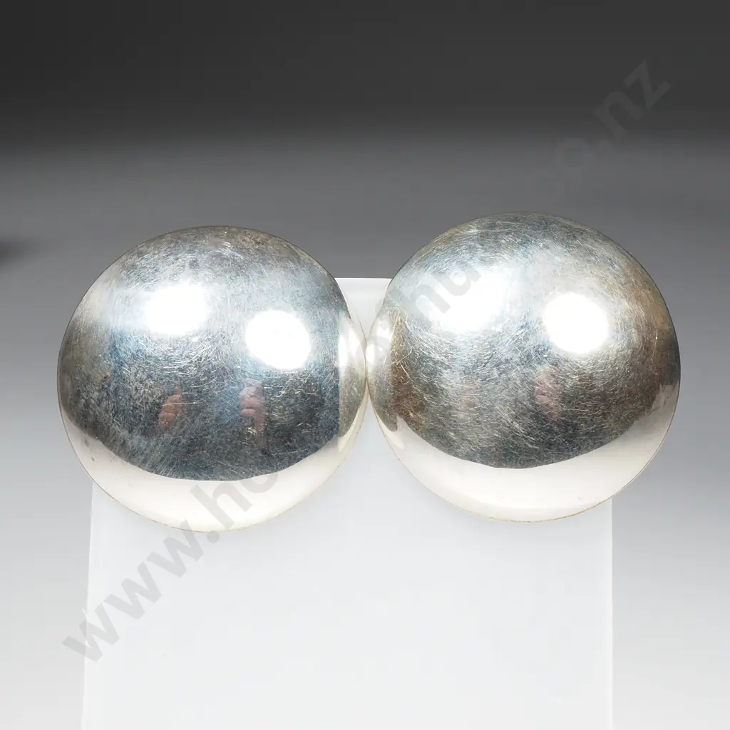 Sterling Silver Round Clip On Earrings Image 1++
