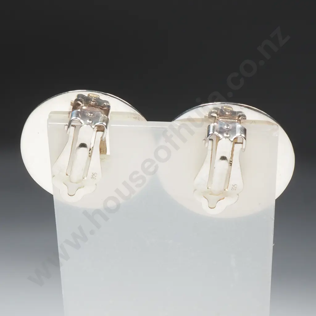 Sterling Silver Round Clip On Earrings Image 1++
