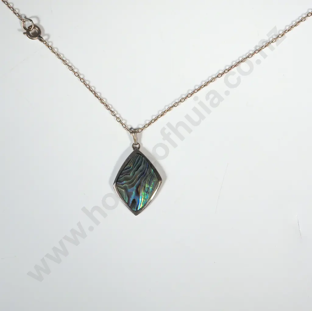 Sterling SIlver Paua Shell Pendant Necklace Image 1++