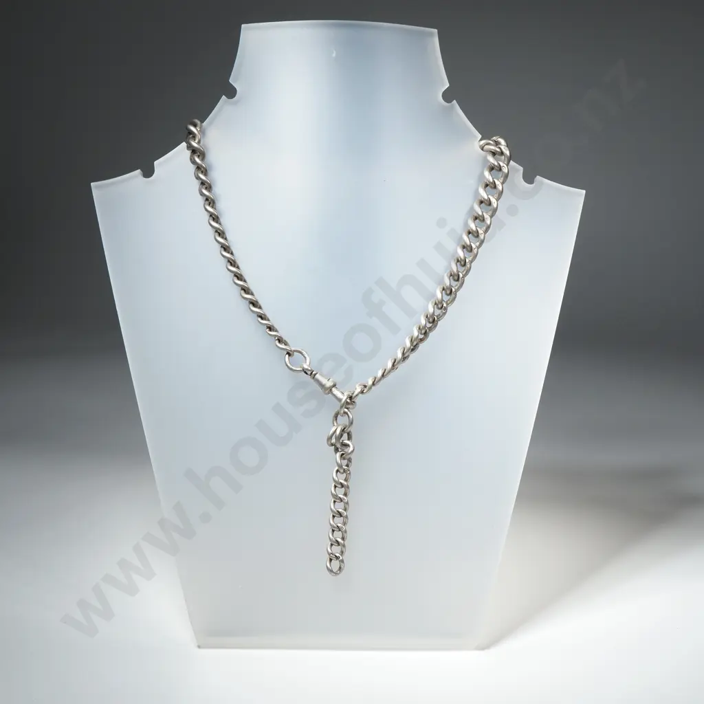 Antique Graduated Sterling Silver Fob Chain Image 1++