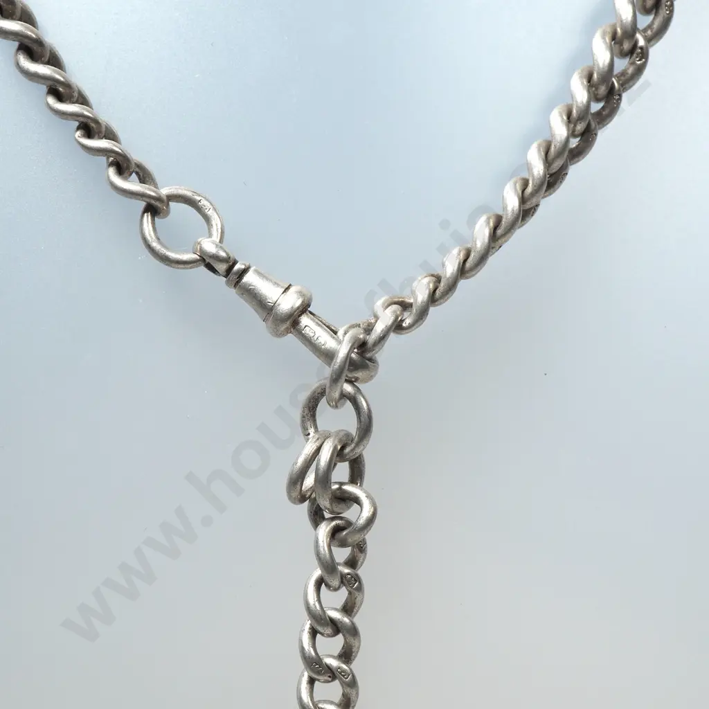 Antique Graduated Sterling Silver Fob Chain Image 1++