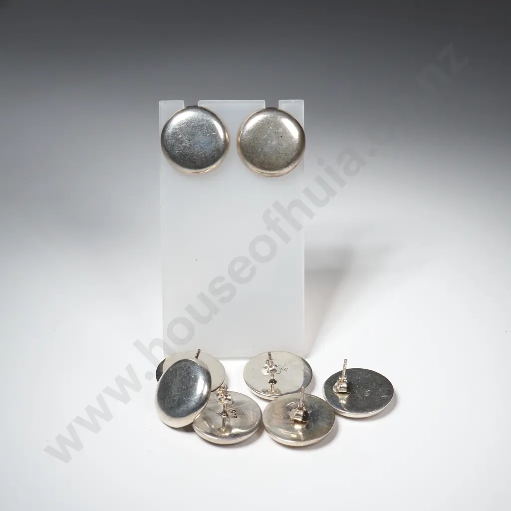 Four Pairs of Sterling Silver Round Earrings Image 1++