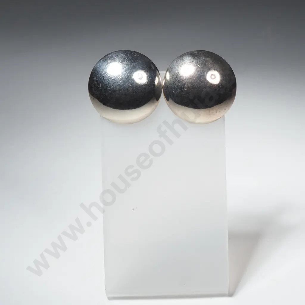 Sterling Silver Round Clip On Earrings Image 1++