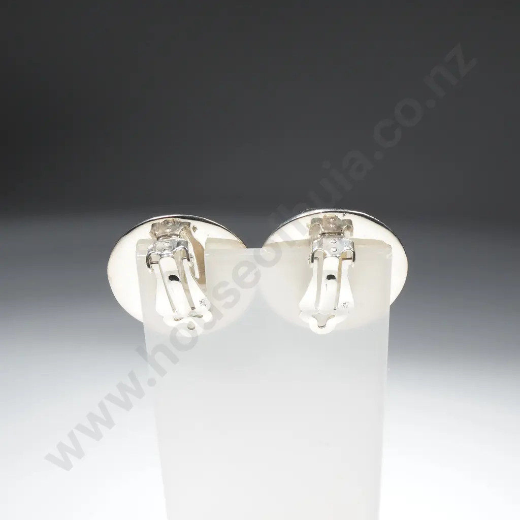 Sterling Silver Round Clip On Earrings Image 1++