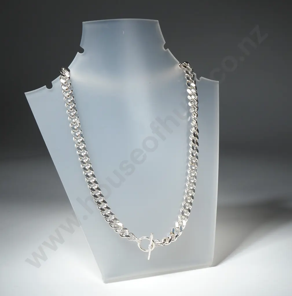 Substantial Sterling Silver Curb Link Necklace Image 1++