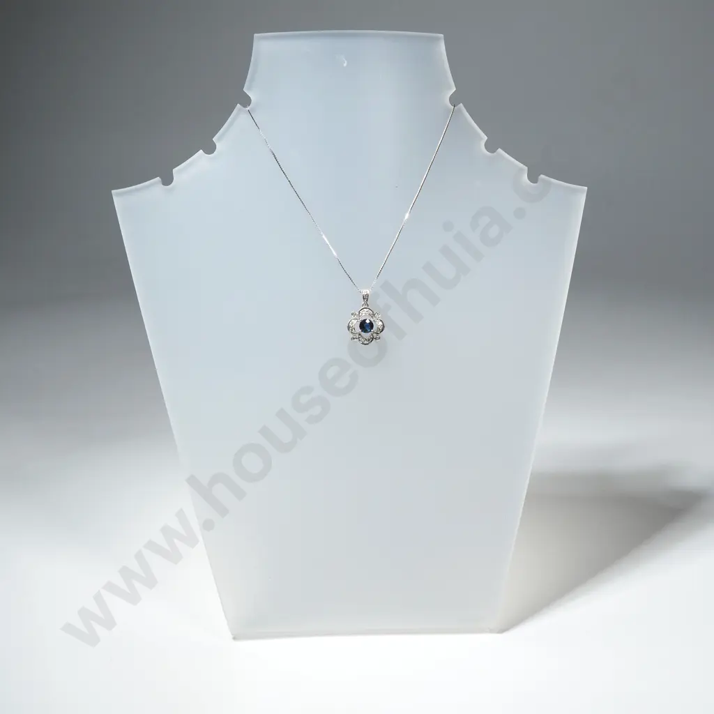 Vintage 9ct White Gold Sapphire & Diamond Pendant w Valuation for $3,000.00 Image 1++