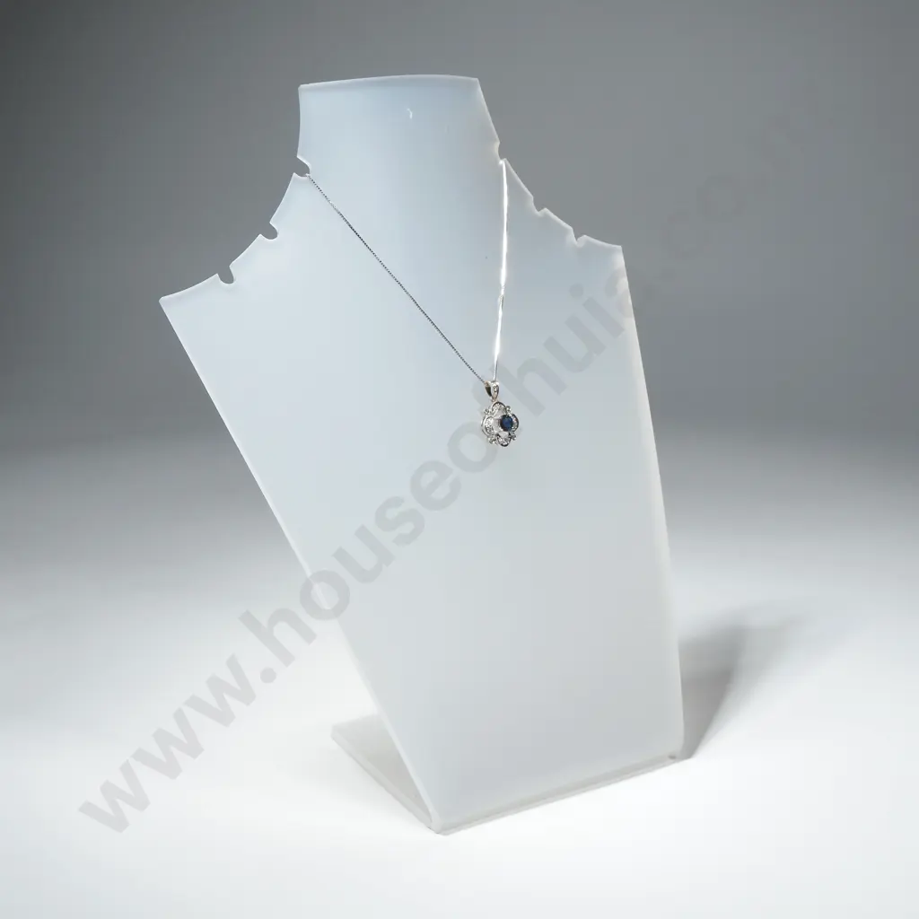 Vintage 9ct White Gold Sapphire & Diamond Pendant w Valuation for $3,000.00 Image 1++