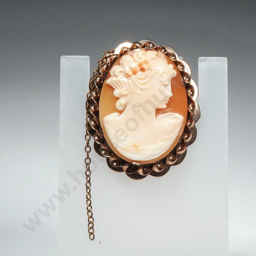 9ct Gold Cameo Brooch Image 1++