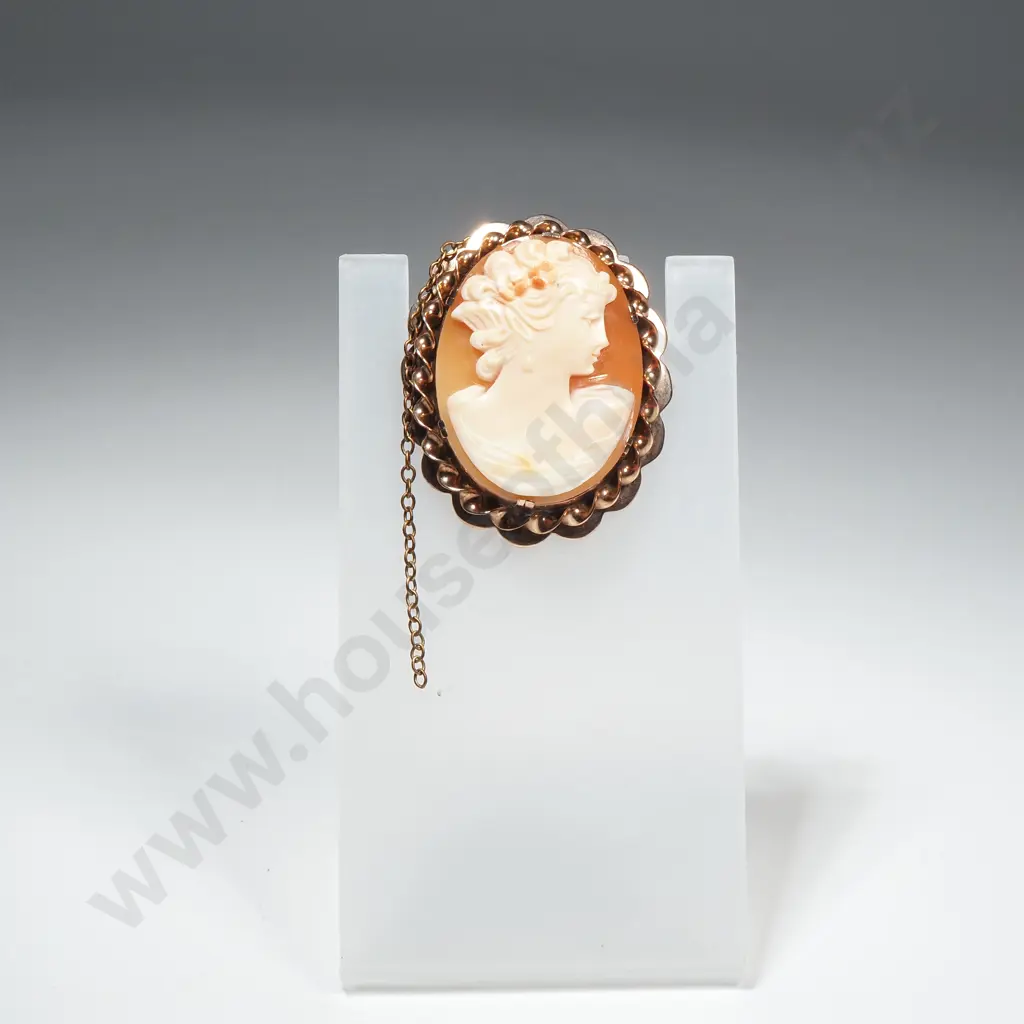 9ct Gold Cameo Brooch Image 1++