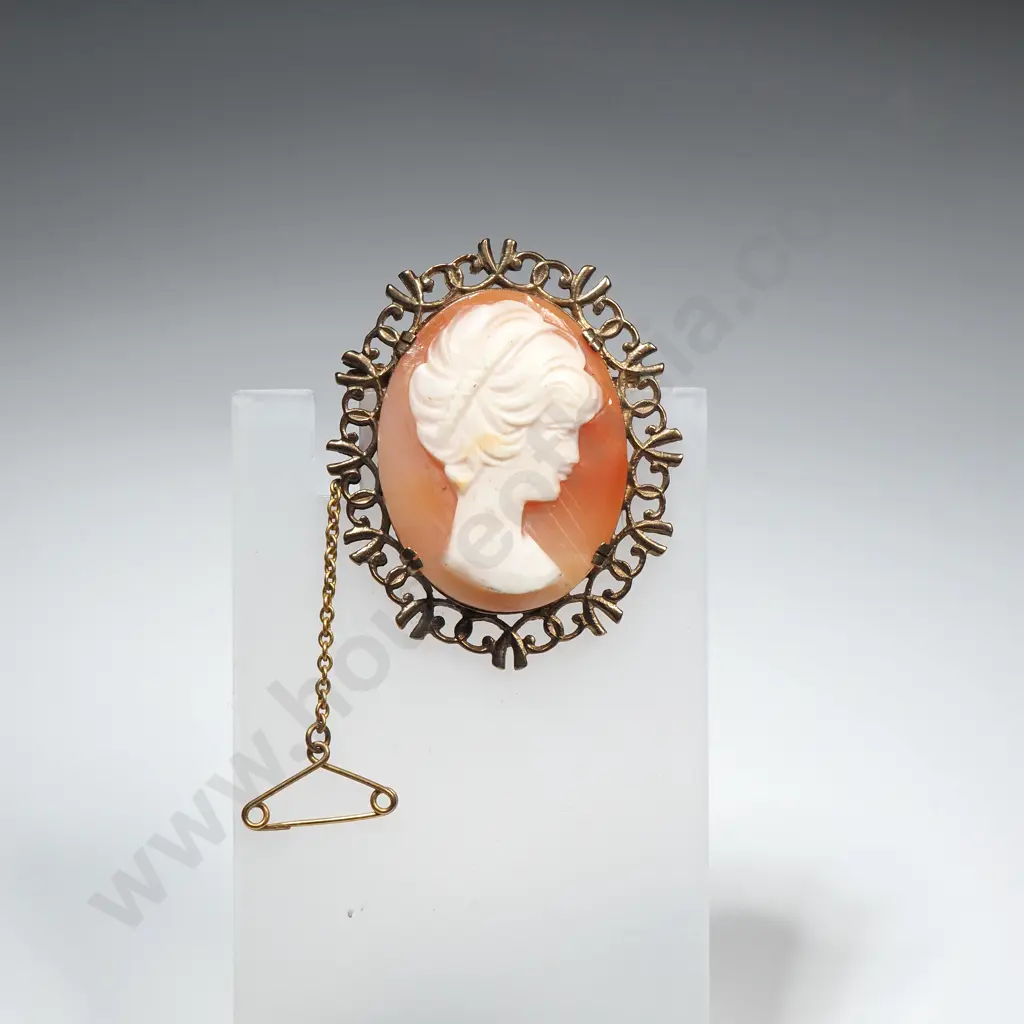 9ct Gold Cameo Brooch Image 1++