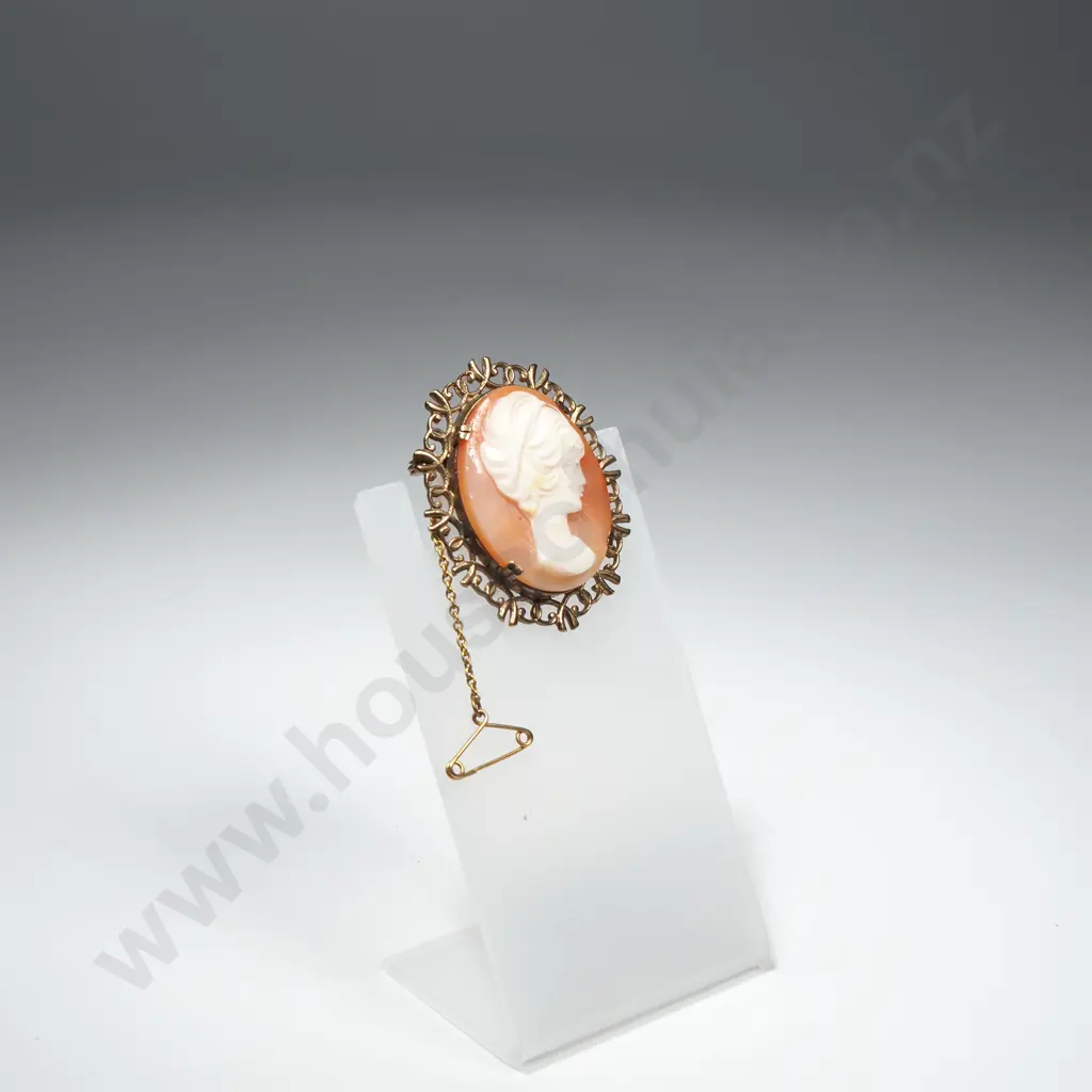 9ct Gold Cameo Brooch Image 1++