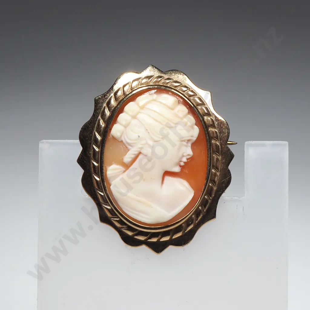 9ct Gold Cameo Brooch Image 1++