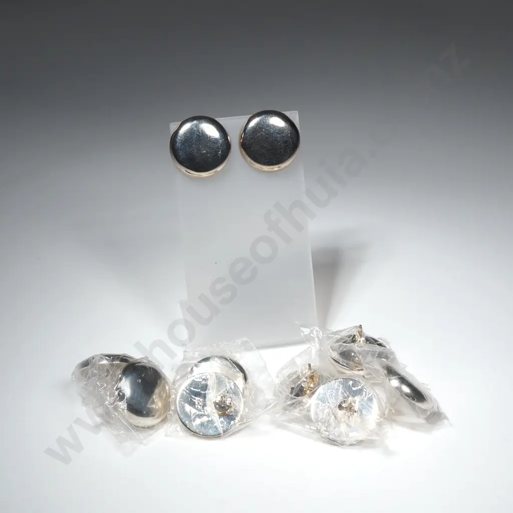 Five Pairs of Sterling Silver Round Earrings Image 1++