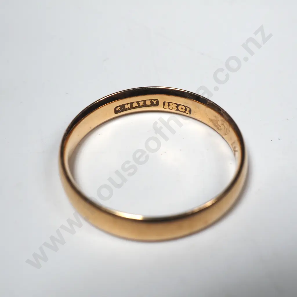 Antique 18ct Gold New Zealand Made Wedding Band in Period Ring Box Image 1++