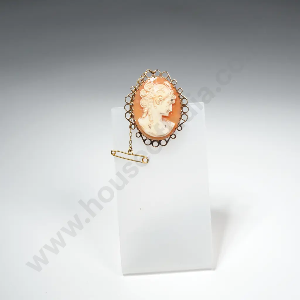 9ct Gold Cameo Brooch Image 1++