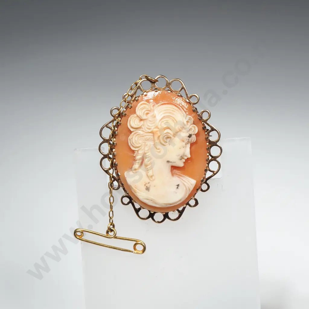 9ct Gold Cameo Brooch Image 1++