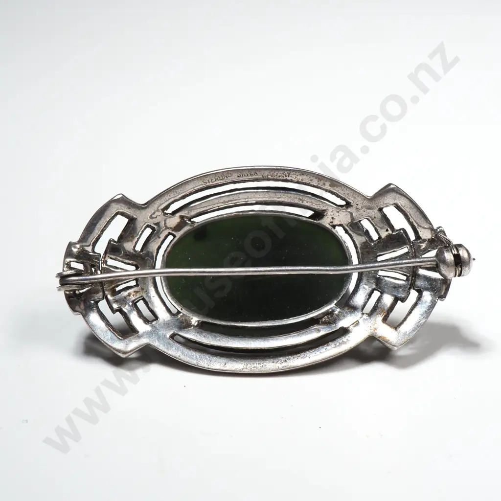 Art Deco Sterling Silver Marcasite Brooch Image 1++