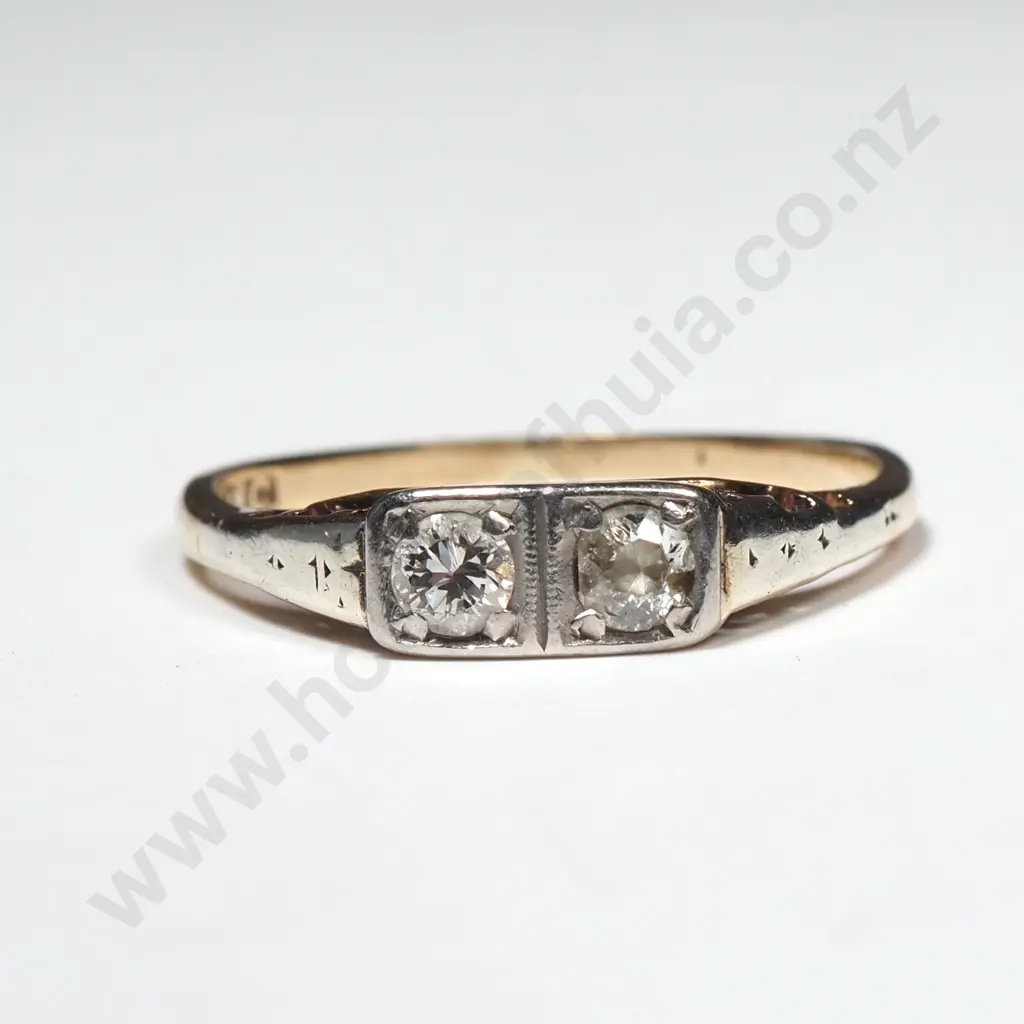 18ct Gold Two Diamond Ring Image 1++