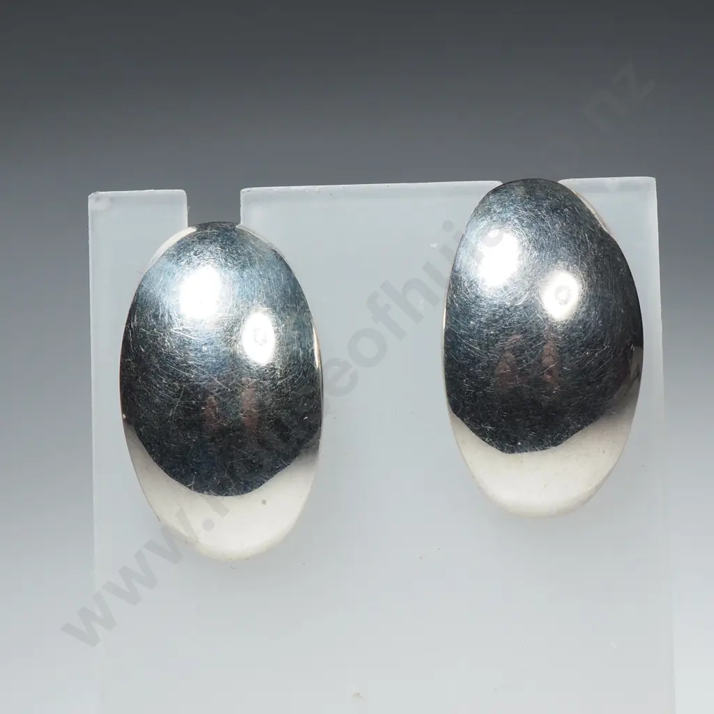 Sterling Silver Oval Earrings Image 1++