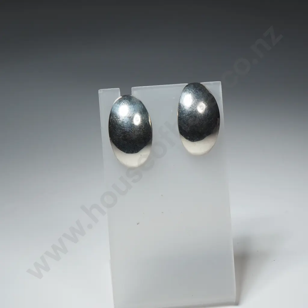 Sterling Silver Oval Earrings Image 1++