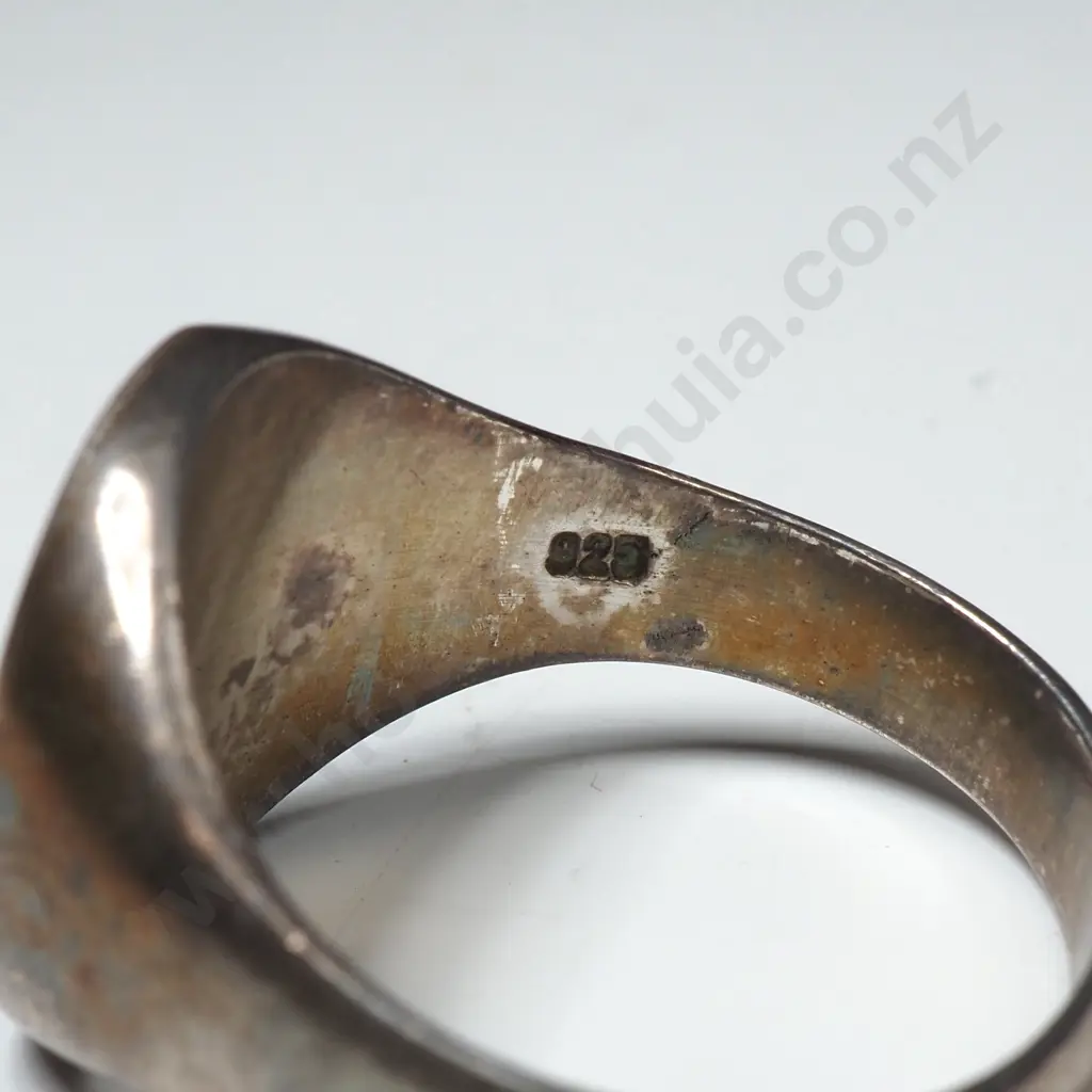 Sterling Silver Mens Signet Ring Initialled KM Image 1++